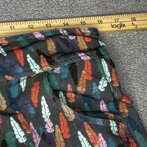 Shredly Shorts Womens 4 Gray Feather Print Mountain Bike Cycling Trail Pockets - Picture 8 of 12